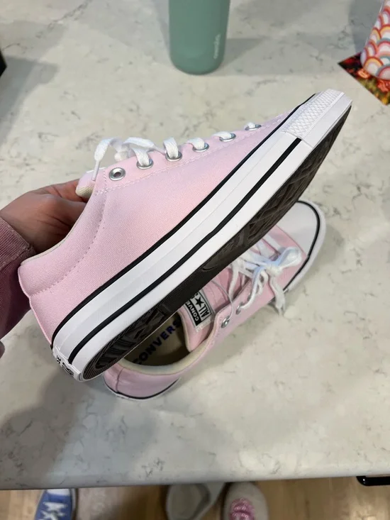 Converse Pink Low Top Canvas Sneakers with White Accents - Picture 2 of 2